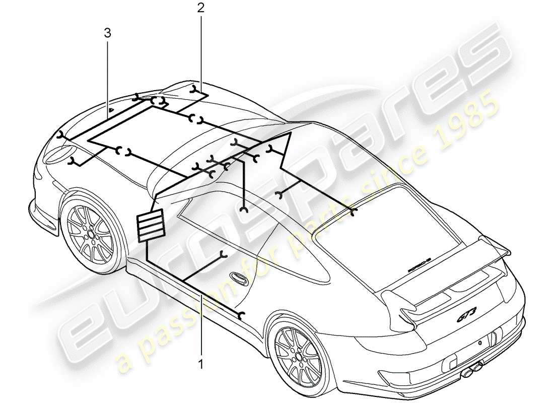 porsche 2008 (997-1 gt3) wiring harnesses part diagram