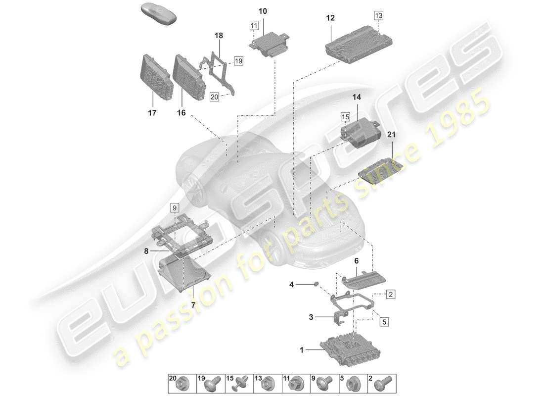 porsche 2020 (992-1) control units part diagram