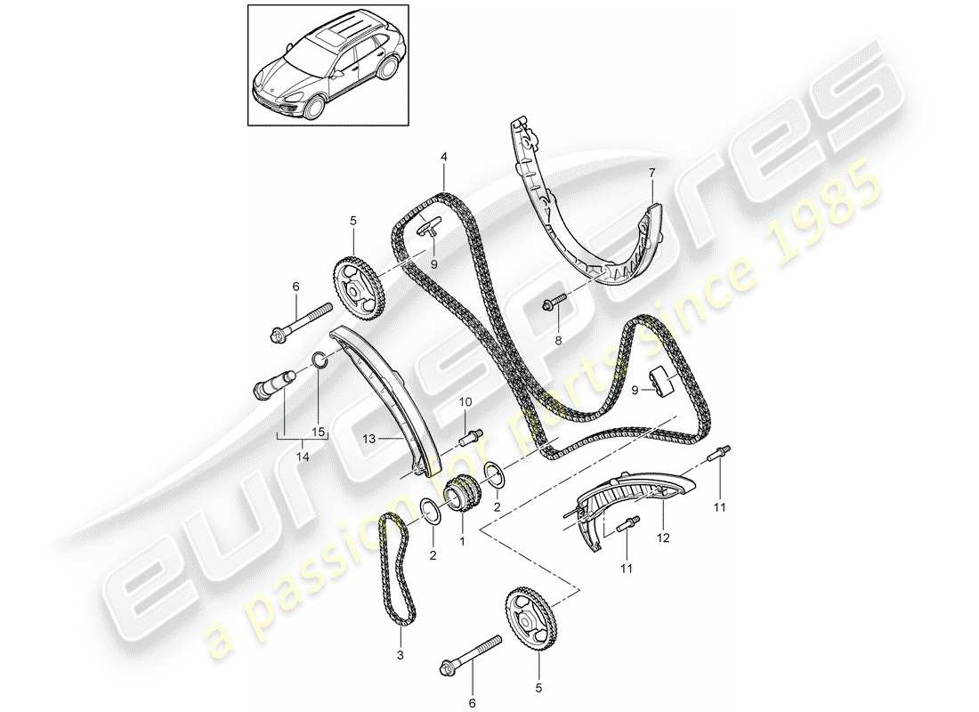 porsche 2013 (cayenne e2 92a) timing chain parts diagram