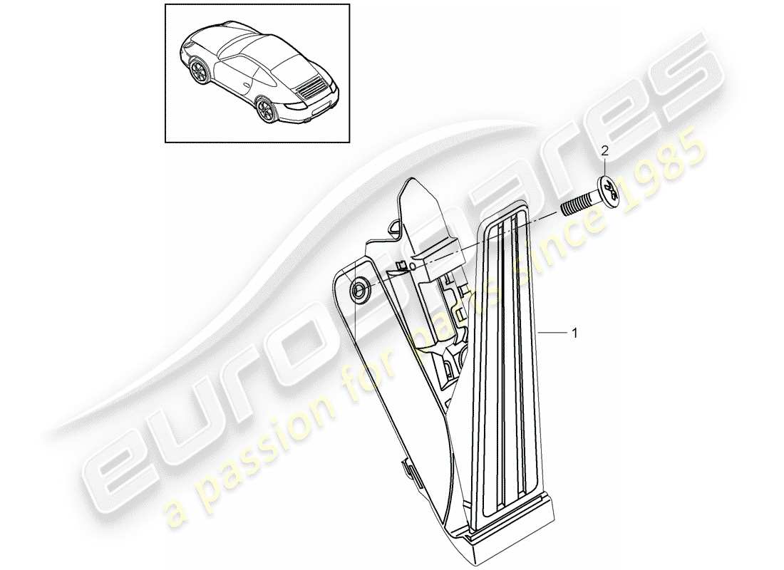 porsche 2012 (997-2) pedals part diagram