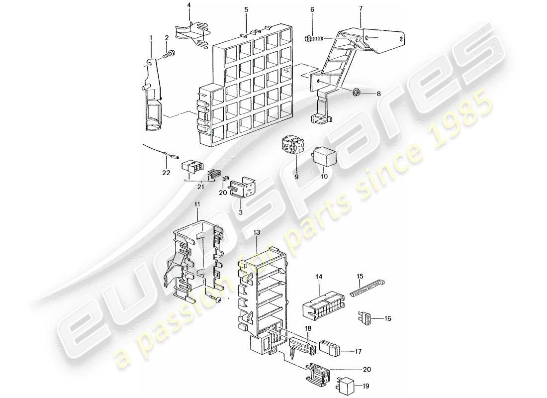 porsche boxster 986 (2001) fuse box/relay plate - dashboard parts diagram