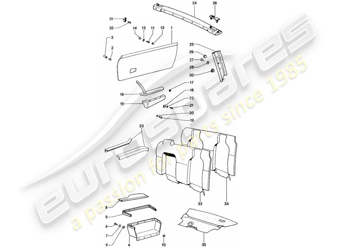 porsche 1974 (914) interior equipment part diagram
