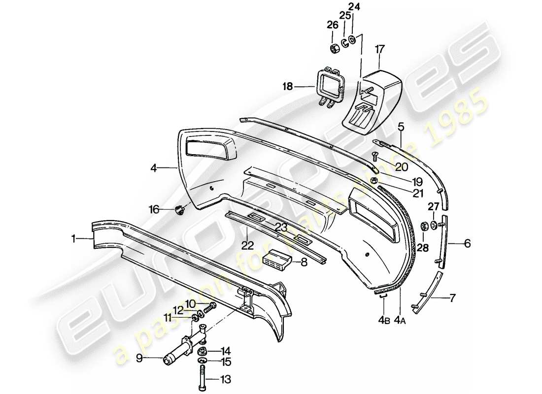 porsche 1984 (928) bumper part diagram