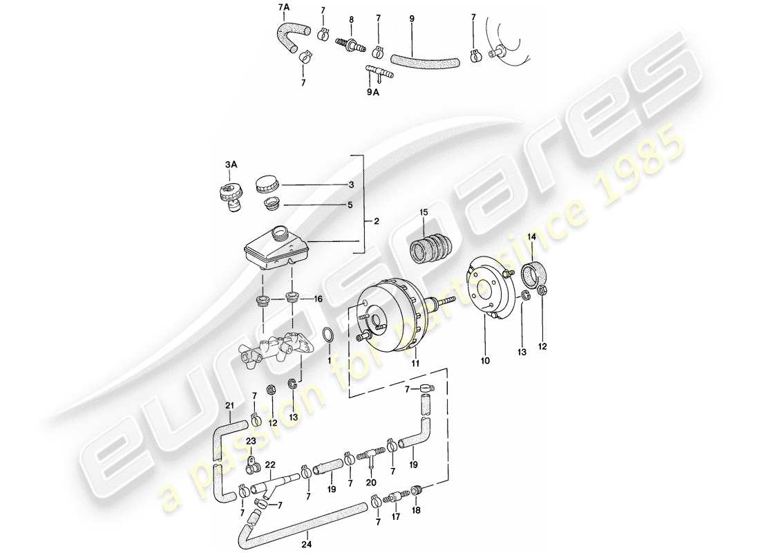 porsche 1977 (924) reservoir - brake booster part diagram