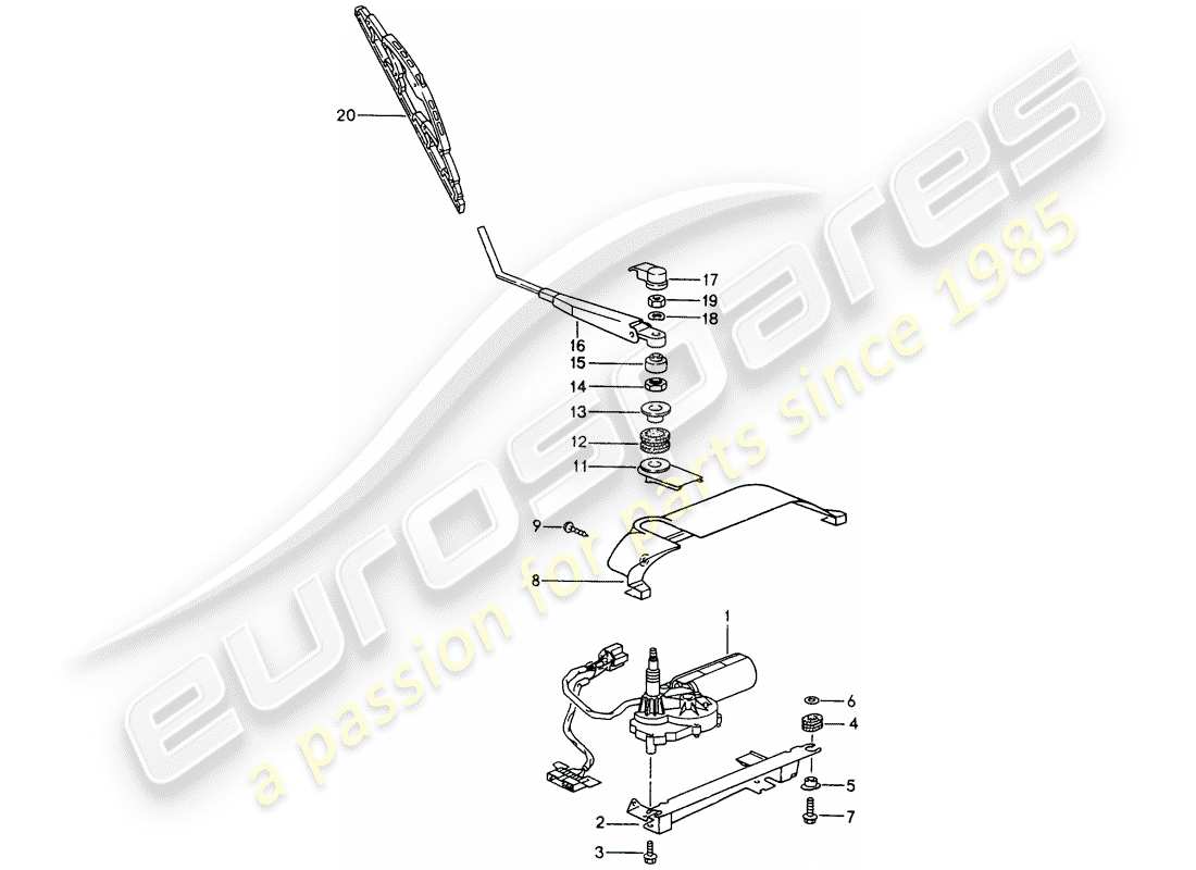 porsche 1996 (993) rear window wiper part diagram
