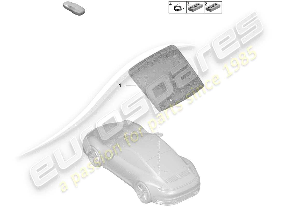 porsche 2019 (992-1) rear window glass parts diagram