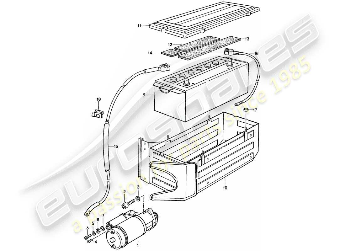 porsche 1978 (928) starter - battery part diagram