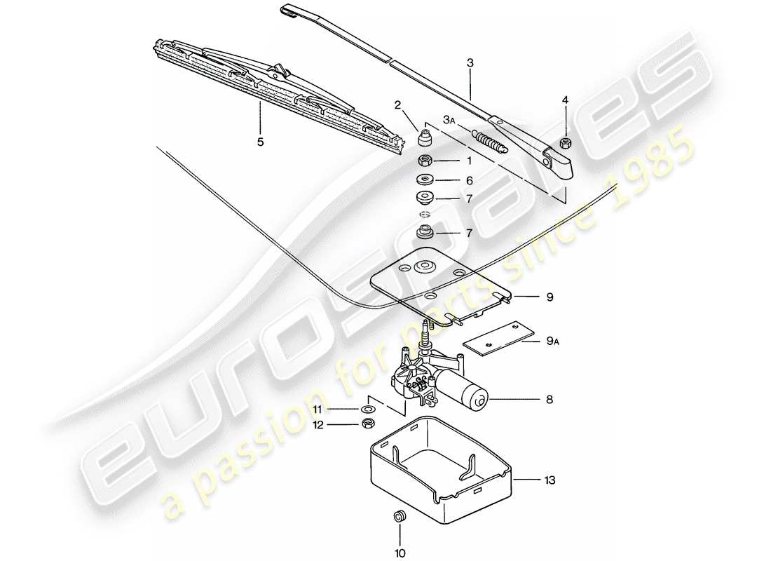 porsche 1977 (924) rear window wiper parts diagram