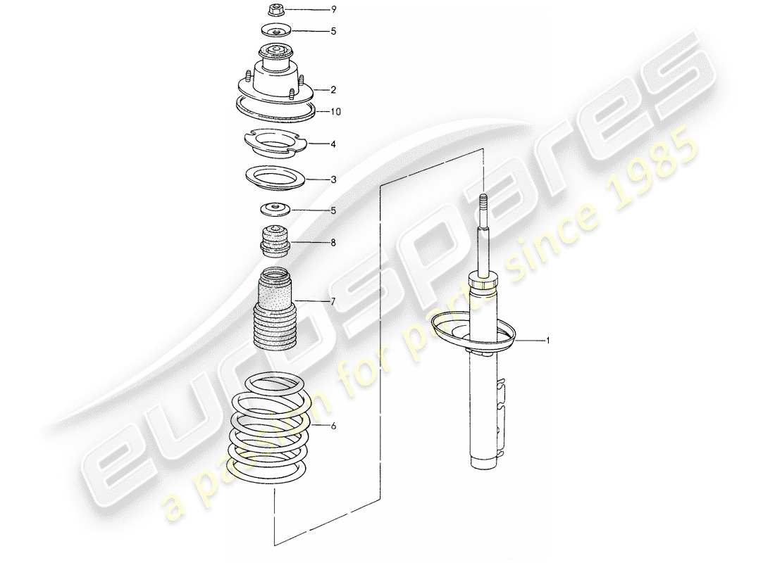porsche 2001 (986 boxster) shock absorber - coil spring part diagram