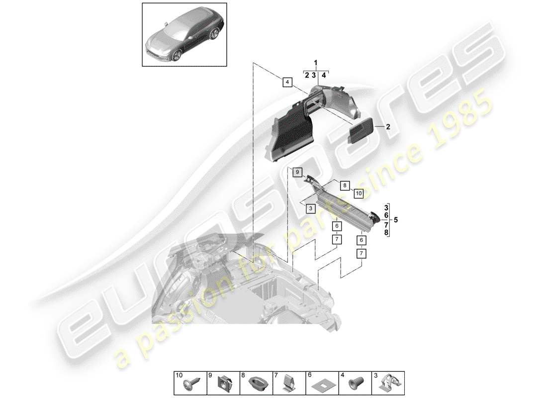porsche 2017 (panamera 971-1) boot lining part diagram