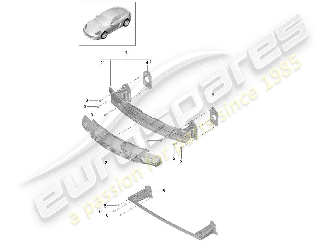 porsche 2017 (718 cayman) bumper bracket part diagram