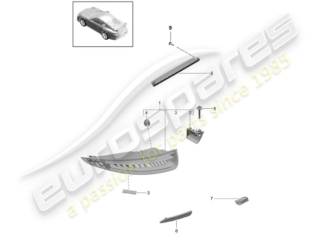 porsche 2020 (991-2 r/gt3/rs) rear light part diagram