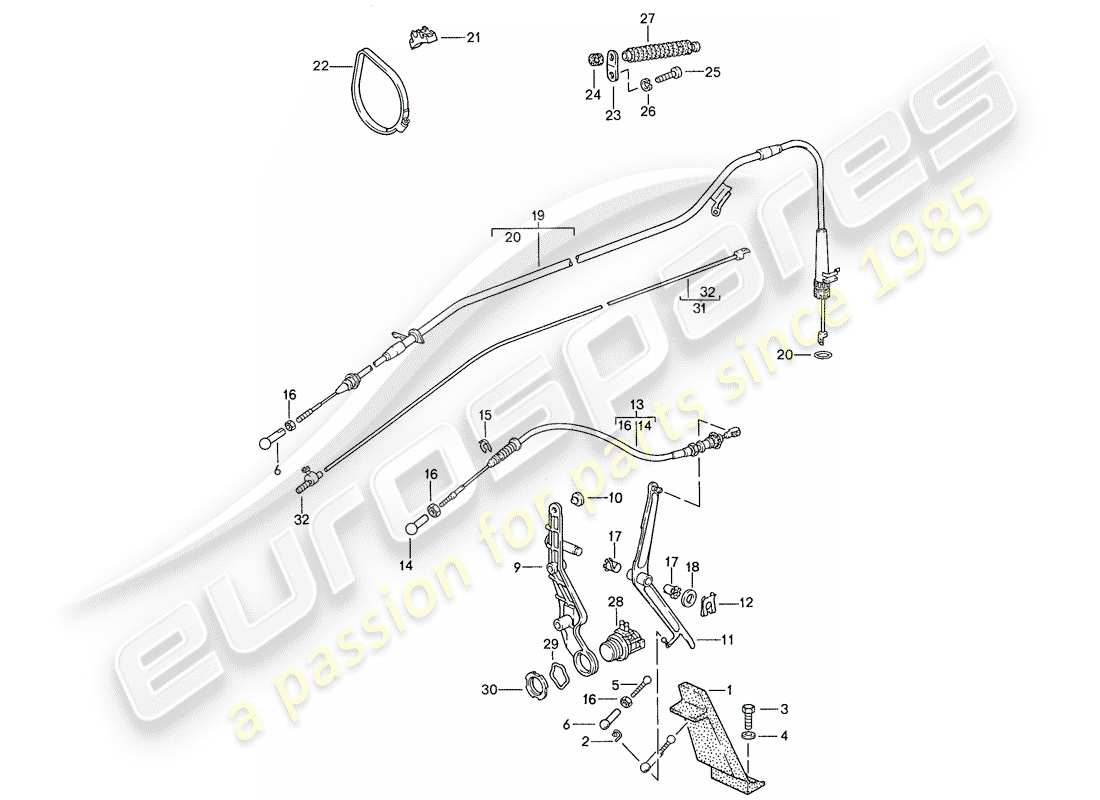 porsche 1987 (928) throttle control part diagram