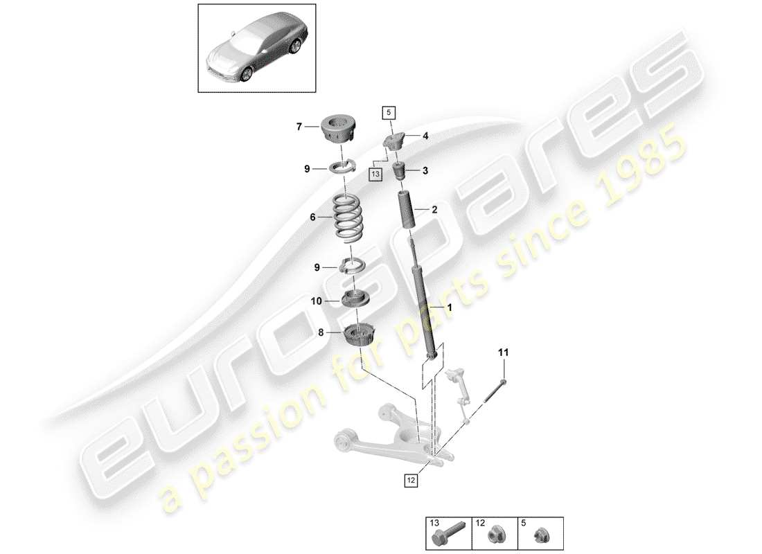 porsche panamera 971 (2017) suspension parts diagram