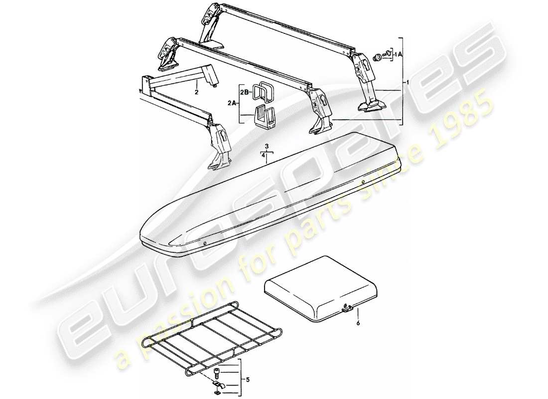 porsche 1982 (911) roof transport system - - 1 - part diagram