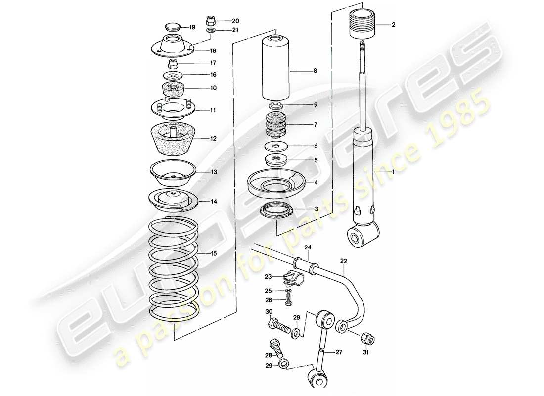 porsche 1978 (928) suspension - stabilizer part diagram