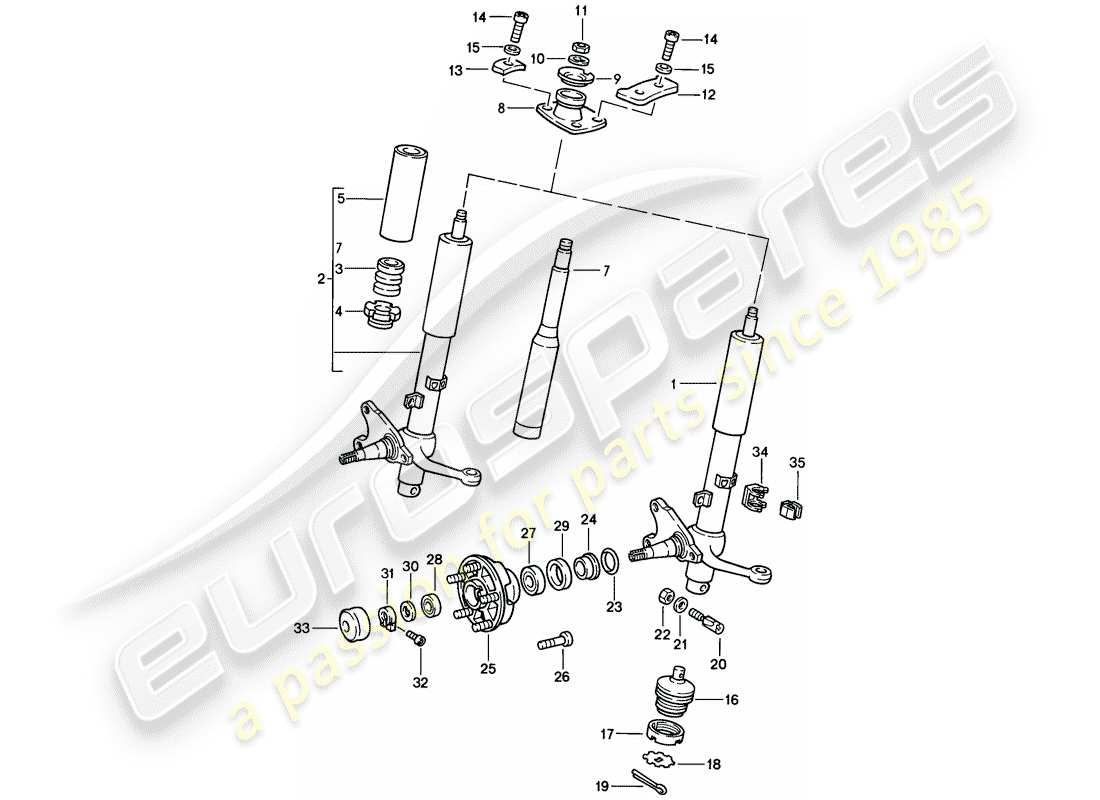 porsche 1984 (911) shock absorber strut - lubricants parts diagram