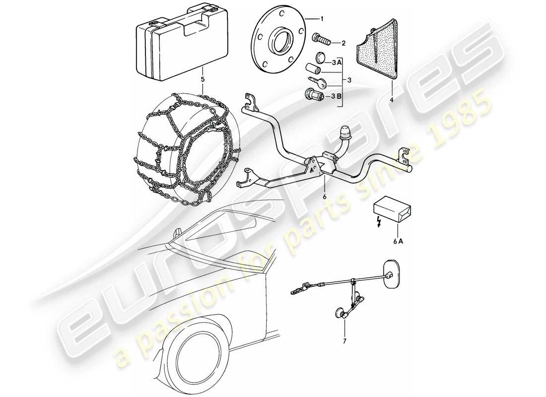 porsche 1984 (928) accessories part diagram