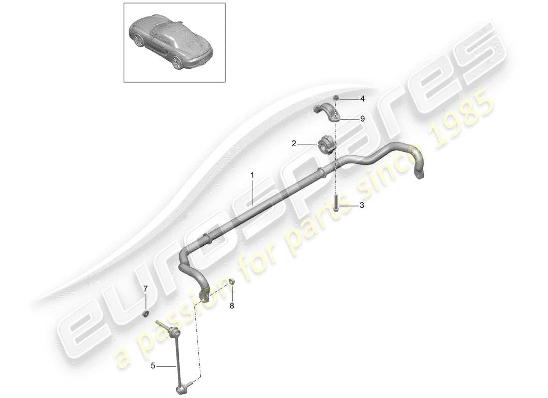 porsche 2013 (981 boxster) stabilizer parts diagram