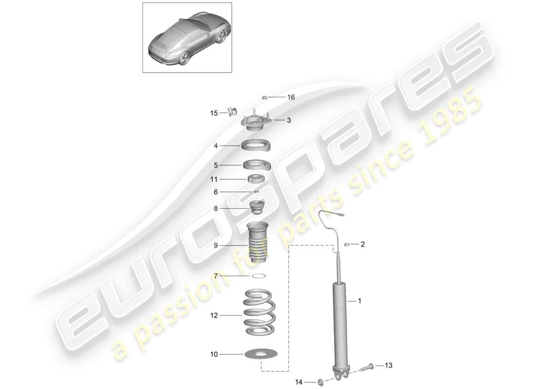 porsche 991 (2015) shock absorber part diagram