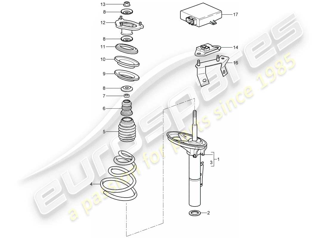 porsche 997 t/gt2 (2008) suspension part diagram