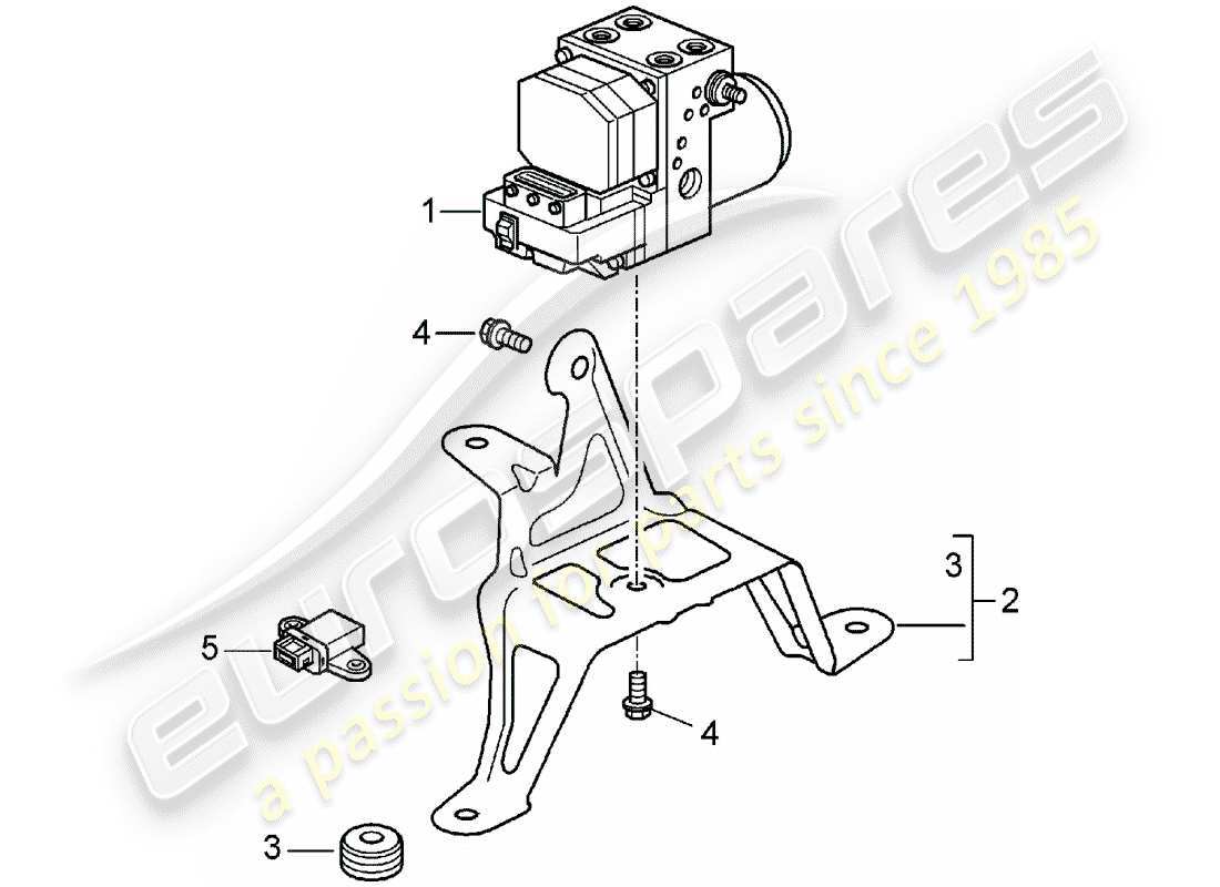porsche 2003 (996 turbo / gt2) hydraulic unit - anti-locking brake syst. -abs- - control part diagram