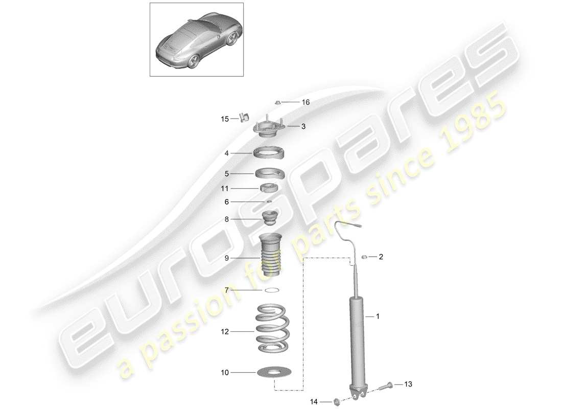 porsche 2012 (991-1) shock absorber part diagram