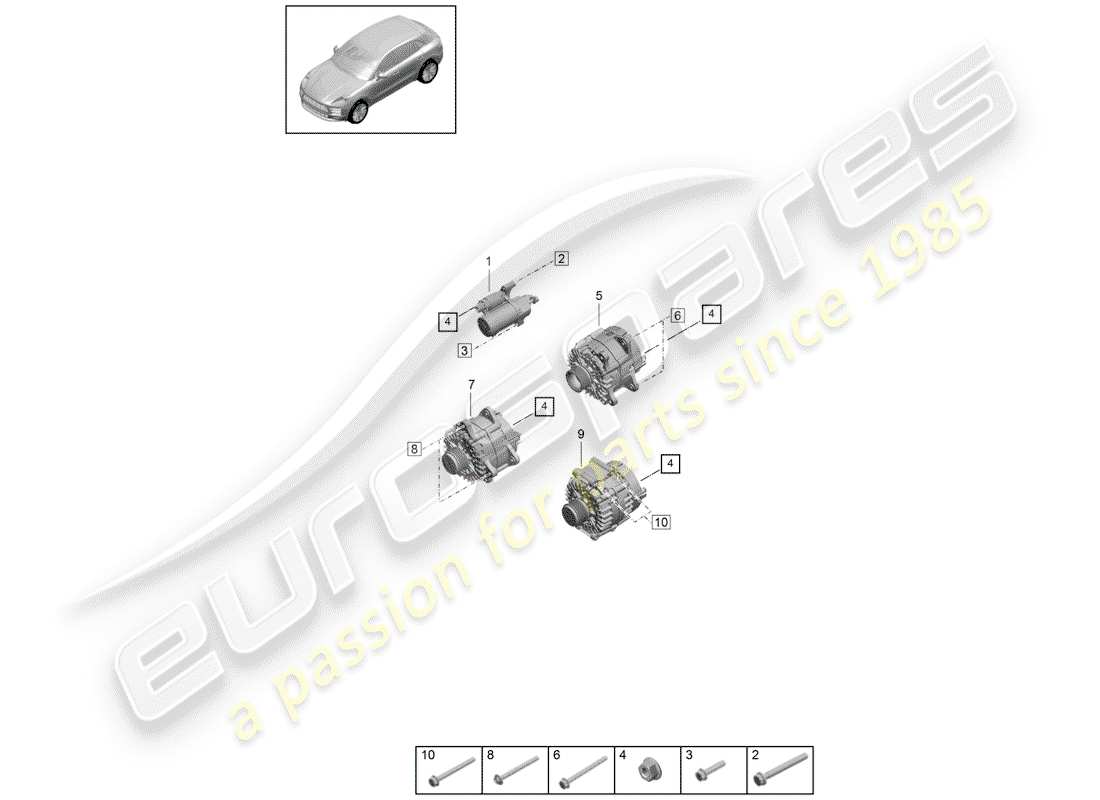 porsche 2019 (macan) starter part diagram