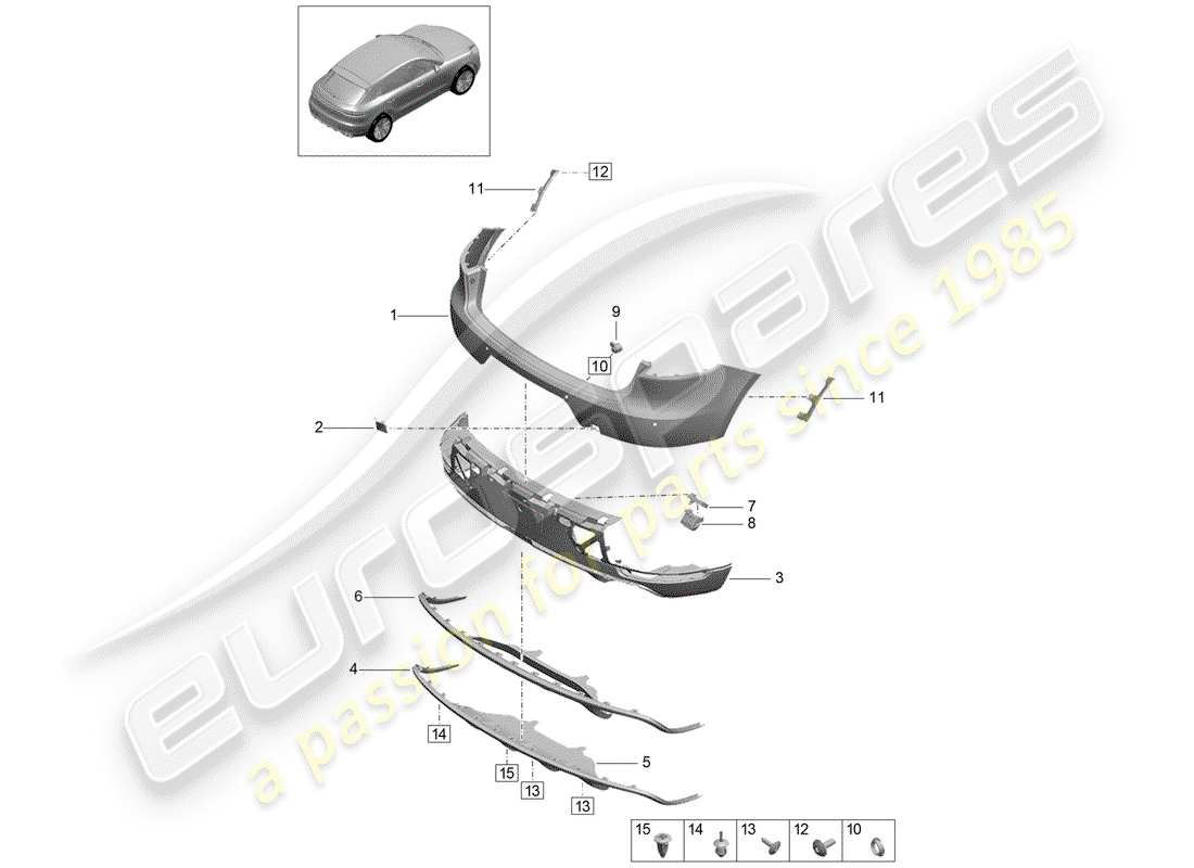 porsche 2020 (macan) bumper part diagram