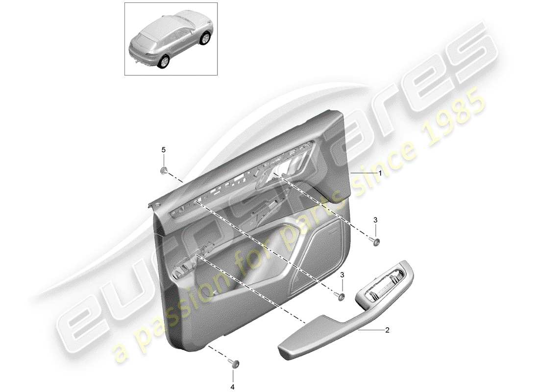 porsche 2017 (macan) door panel parts diagram