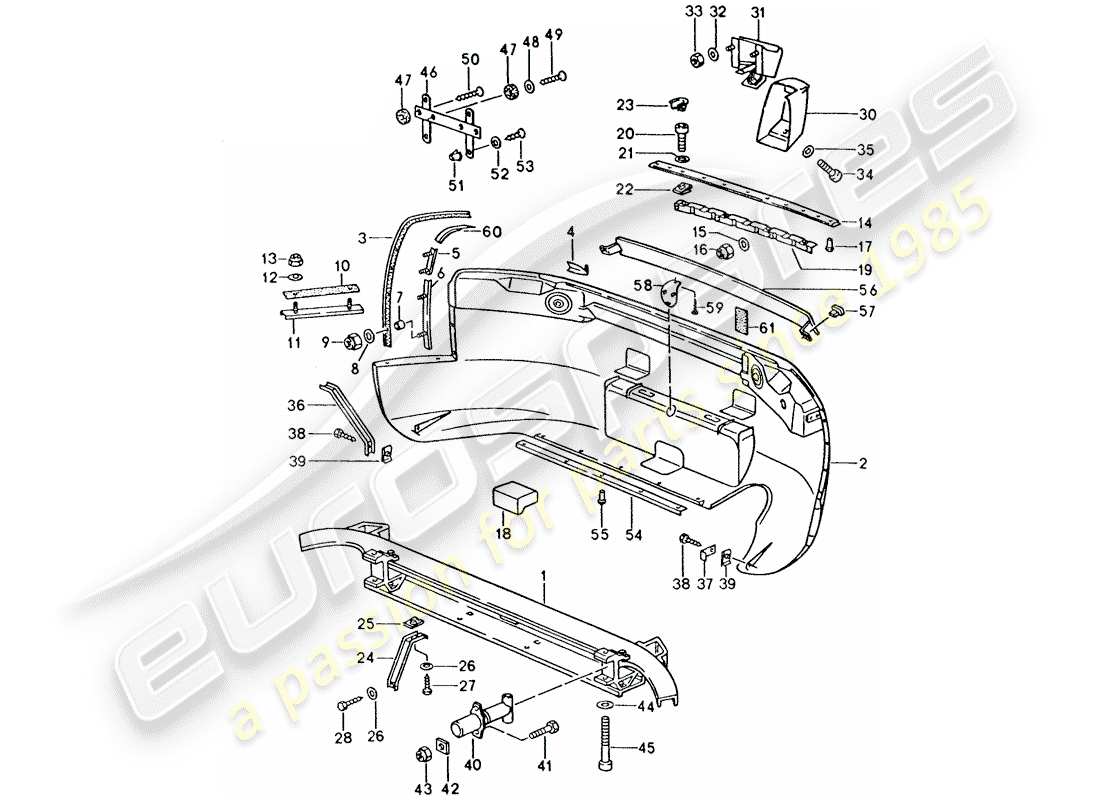 porsche 928 (1992) bumper parts diagram