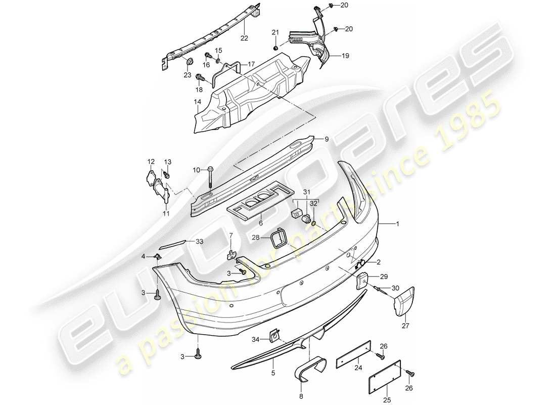 porsche 2009 (987 cayman) bumper parts diagram
