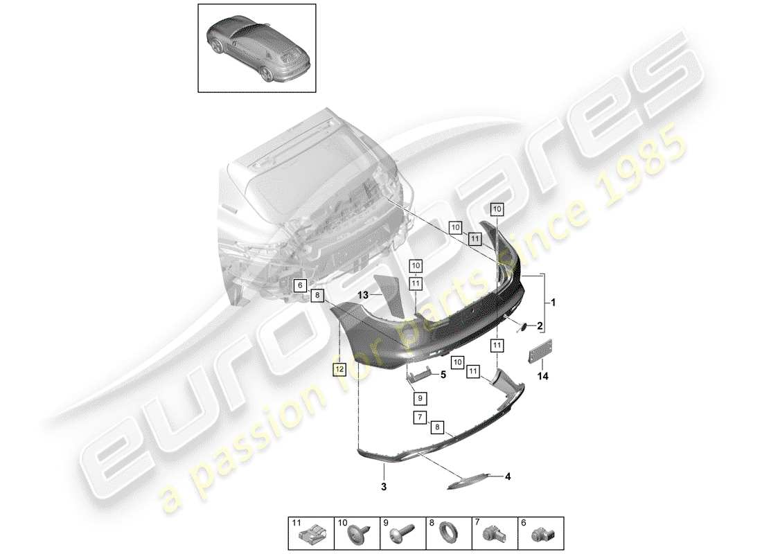 porsche 2019 (panamera 971-1) bumper part diagram