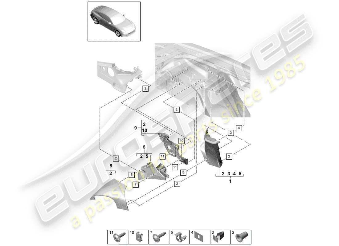 porsche 2019 (panamera 971-1) lining part diagram