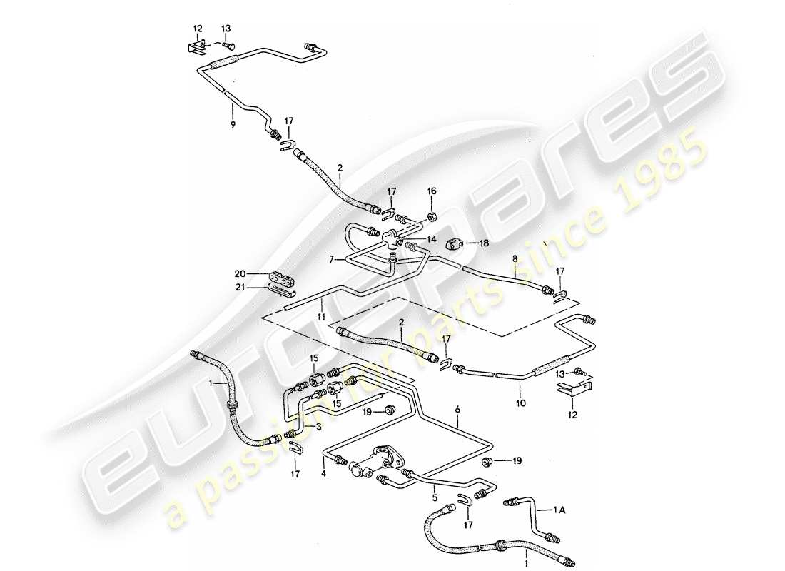 porsche 1986 (944) brake lines parts diagram