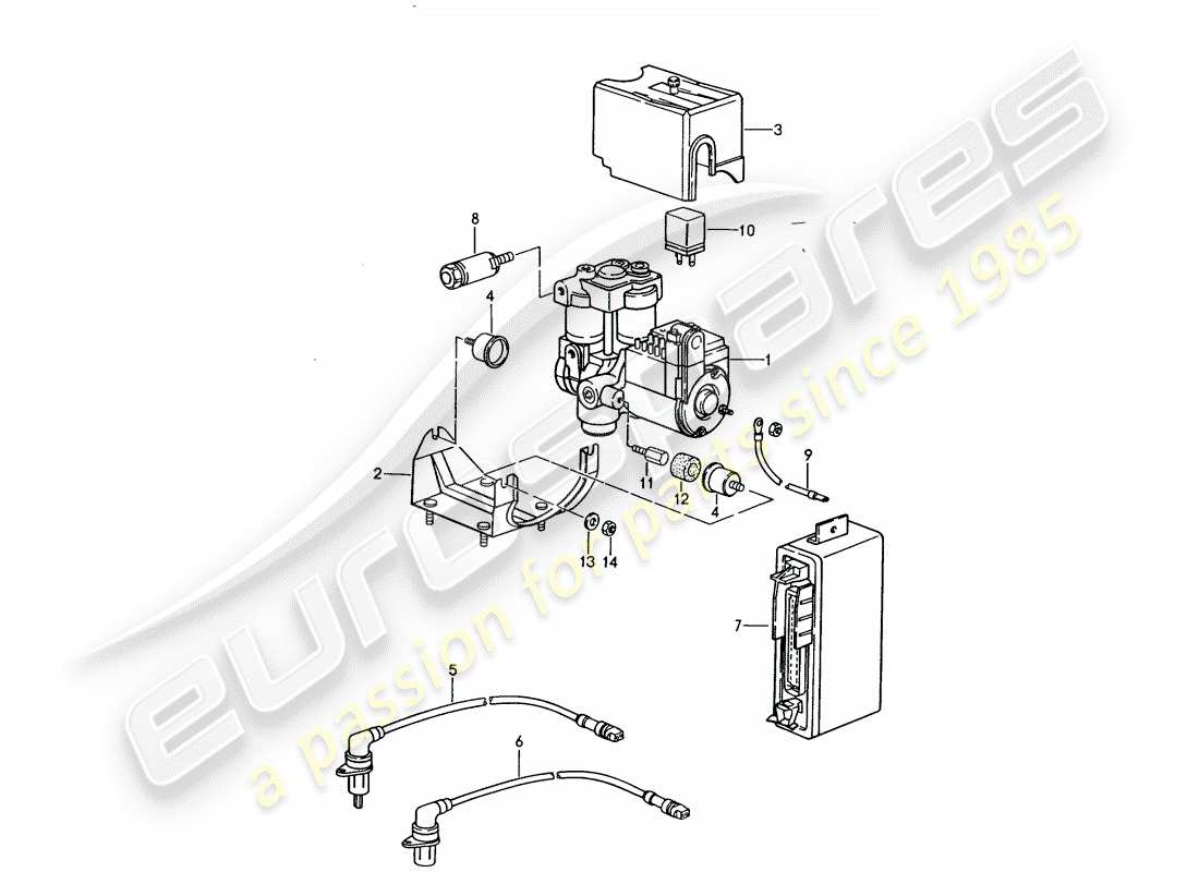 porsche 1988 (944) hydraulic unit - -abs- parts diagram