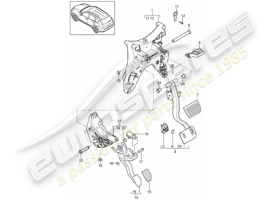 porsche 2017 (cayenne e2 92a) pedals part diagram