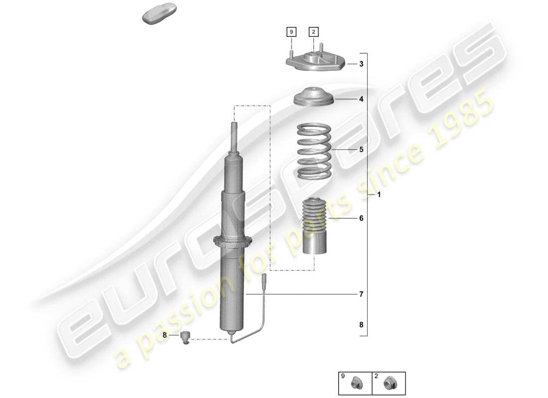 porsche 2019 (718 boxster spyder) shock absorber part diagram