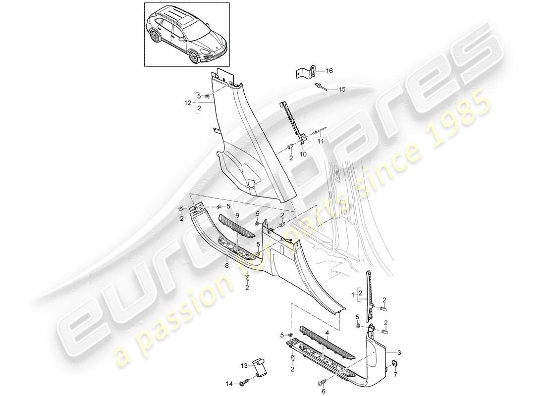 porsche 2018 (cayenne e2 92a) lining parts diagram