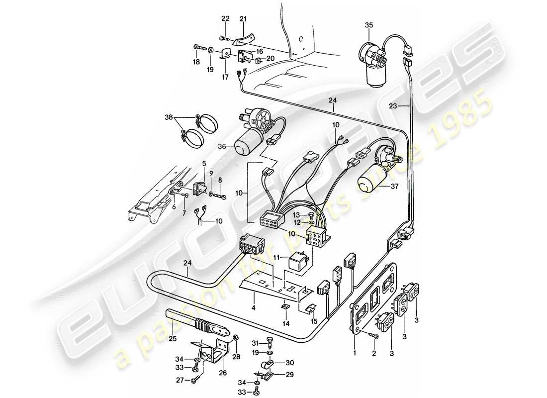 porsche 1982 (928) electrical equipment - electric drive - comfort seat part diagram