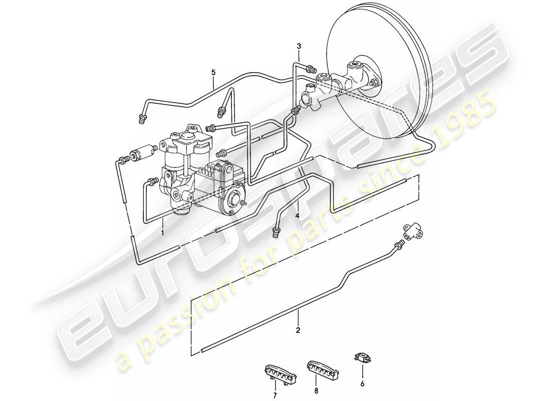 porsche 1983 (928) brake lines - anti-locking brake syst. -abs- - d - mj 1984>> part diagram