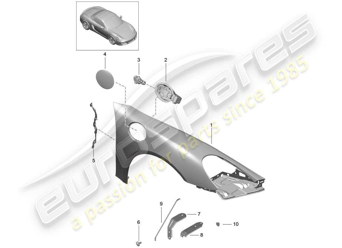porsche 2013 (981 boxster) fender parts diagram