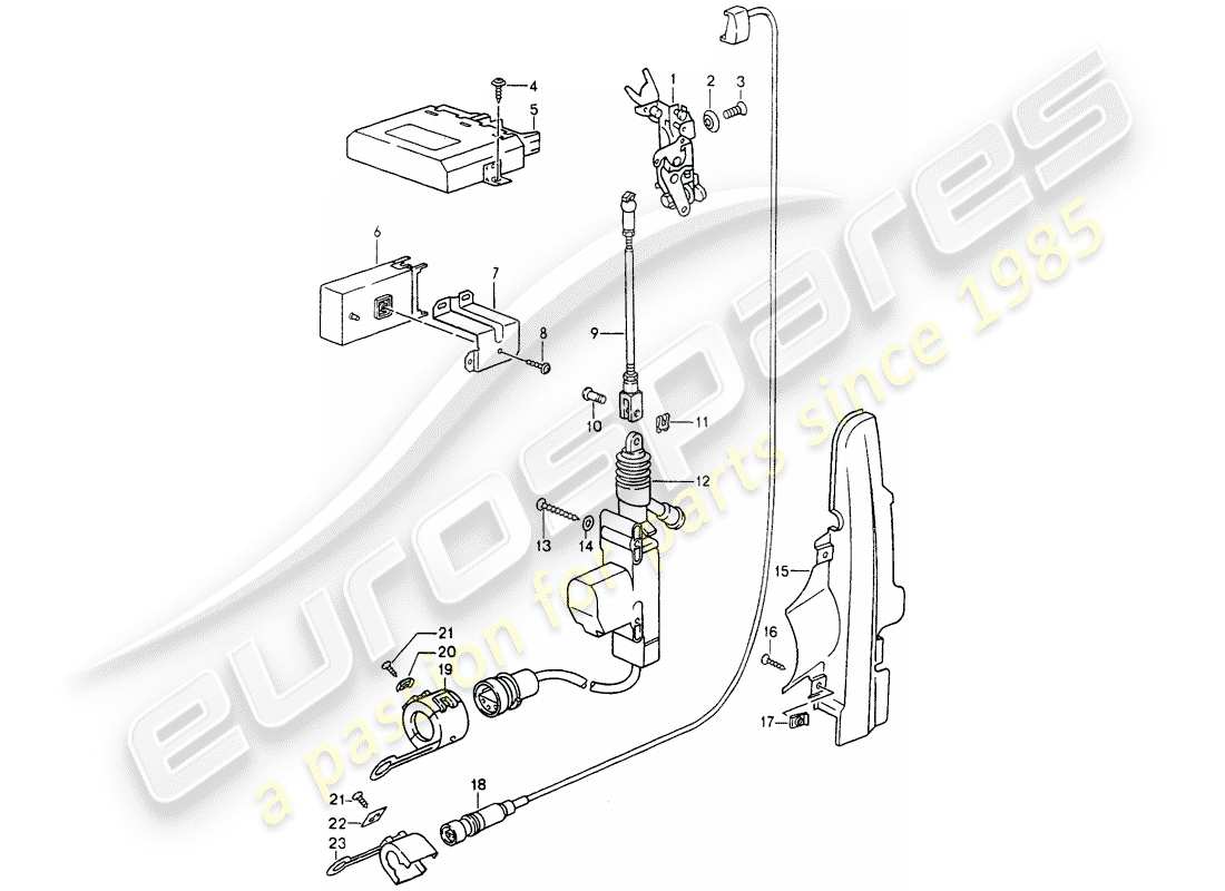 porsche 1990 (964) central locking system part diagram