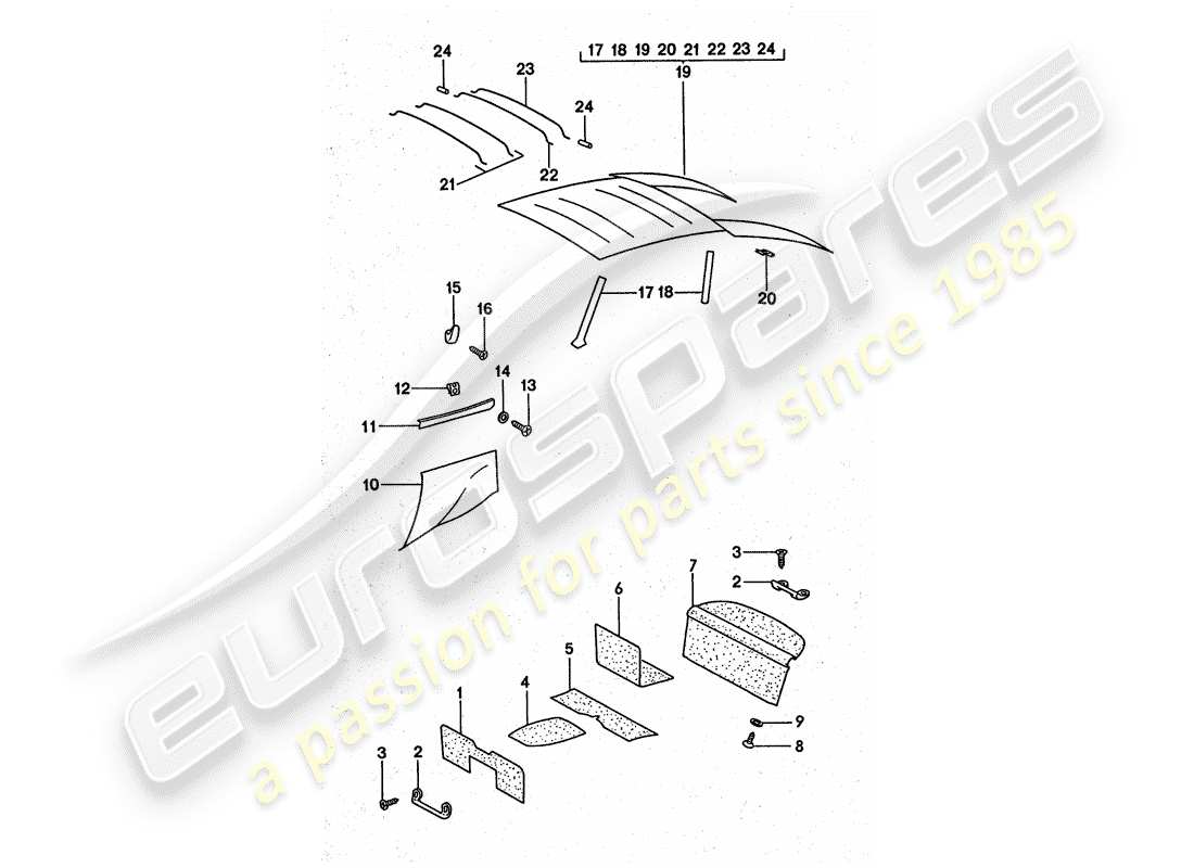 porsche 1977 (911 turbo) lining part diagram
