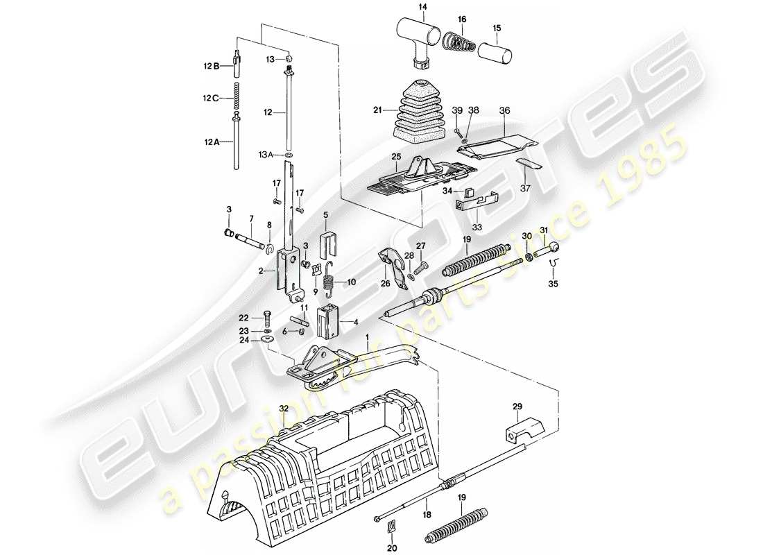 porsche 928 (1986) shift mechanism - for vehicles with - automatic transmission part diagram