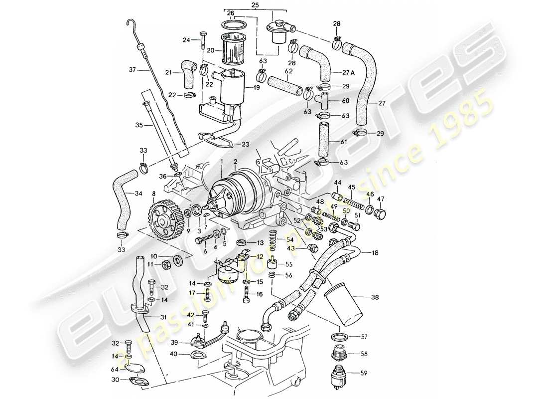 porsche 928 (1986) engine lubrication part diagram