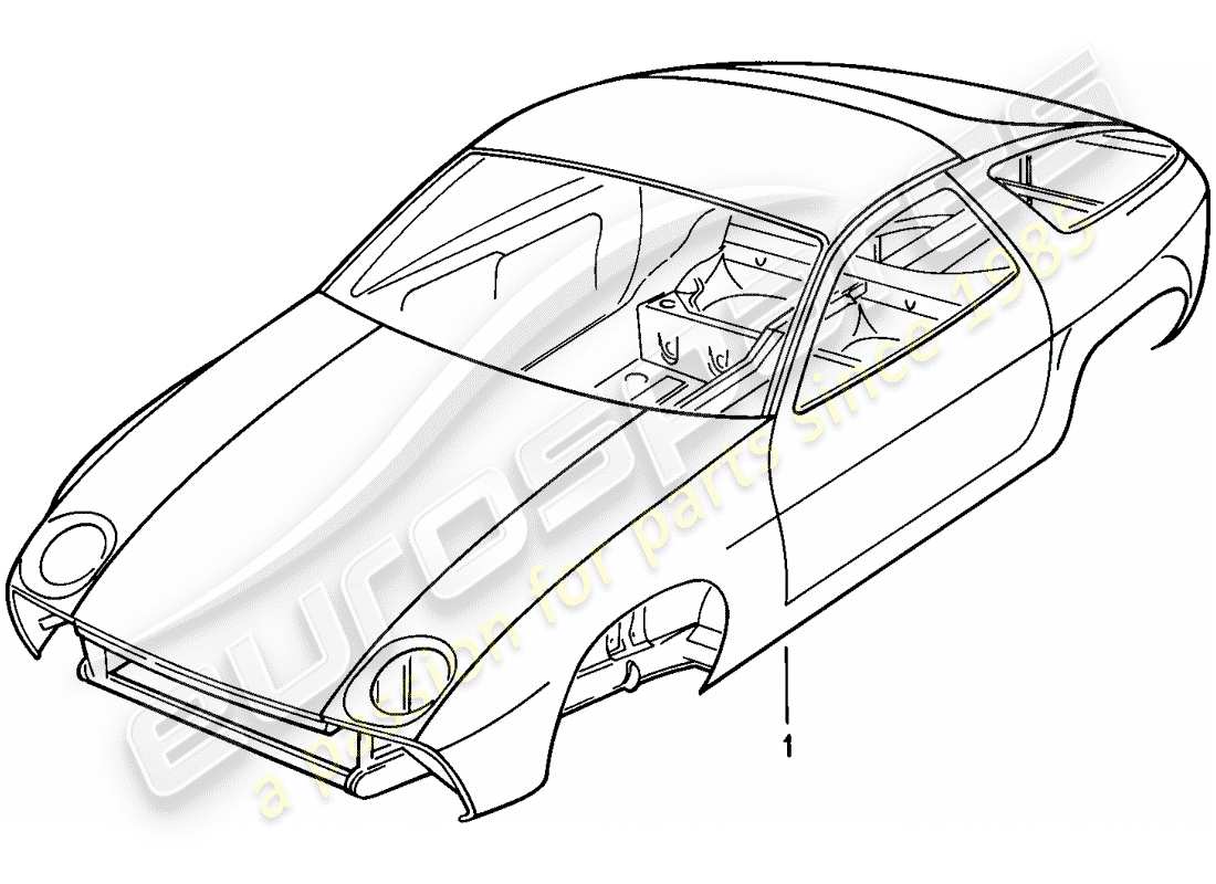 porsche 1982 (928) car body - primed - sealed - with: - underbody protection - bodyshells can only - only available from current - model year available part diagram