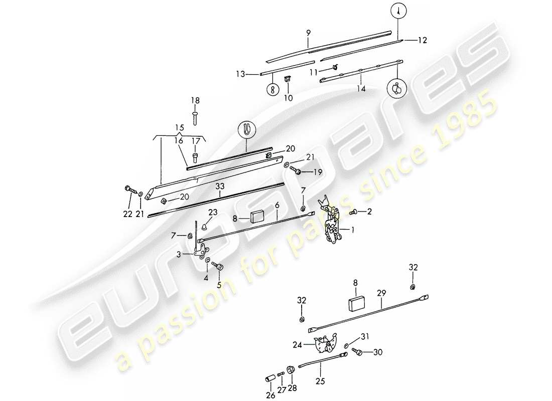 porsche 1966 (911/912) door latch part diagram