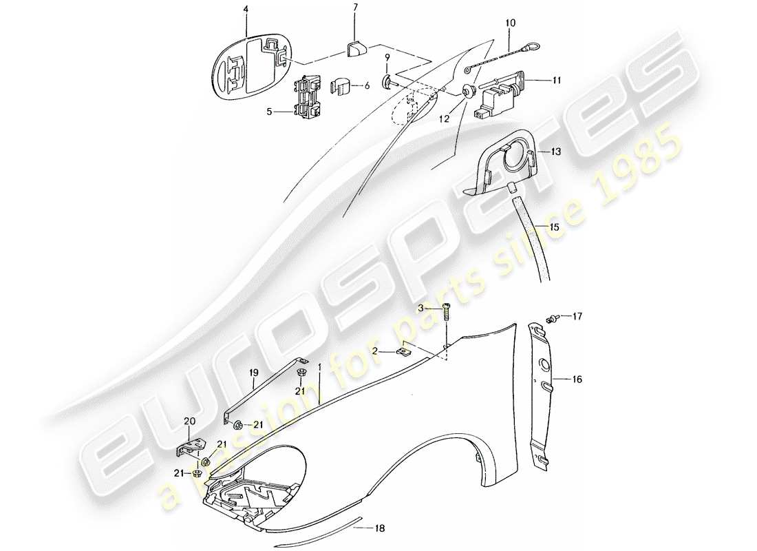 porsche 2002 (996 gt3) fender parts diagram