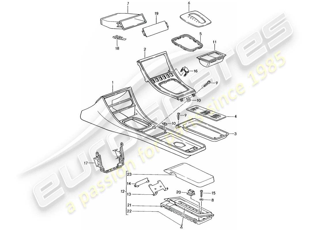 porsche 1988 (944) cassette holder - center console parts diagram